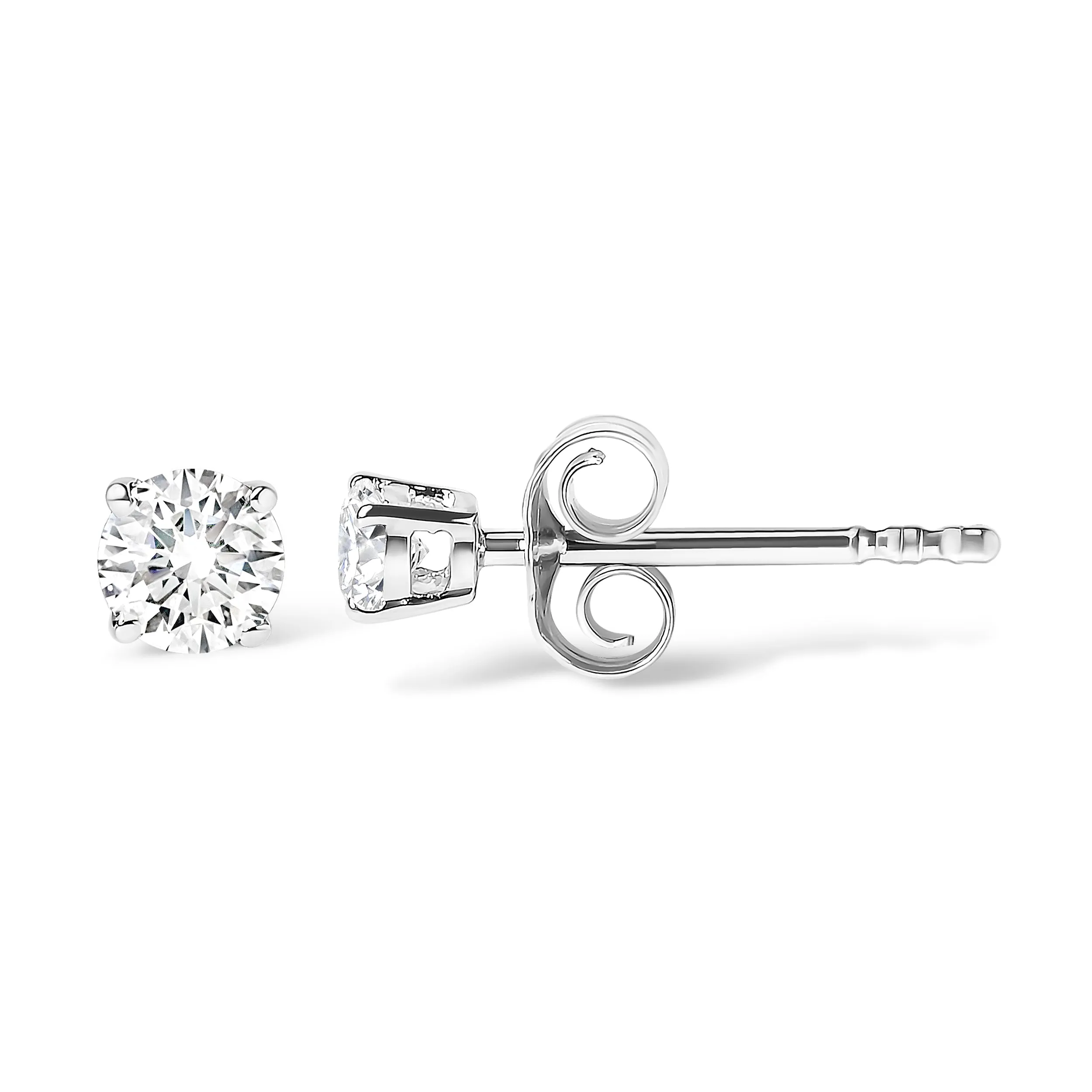 14K White Gold 0.21 Cttw Round Brilliant-Cut Near Colorless Diamond Classic 4-Prong Stud Earrings