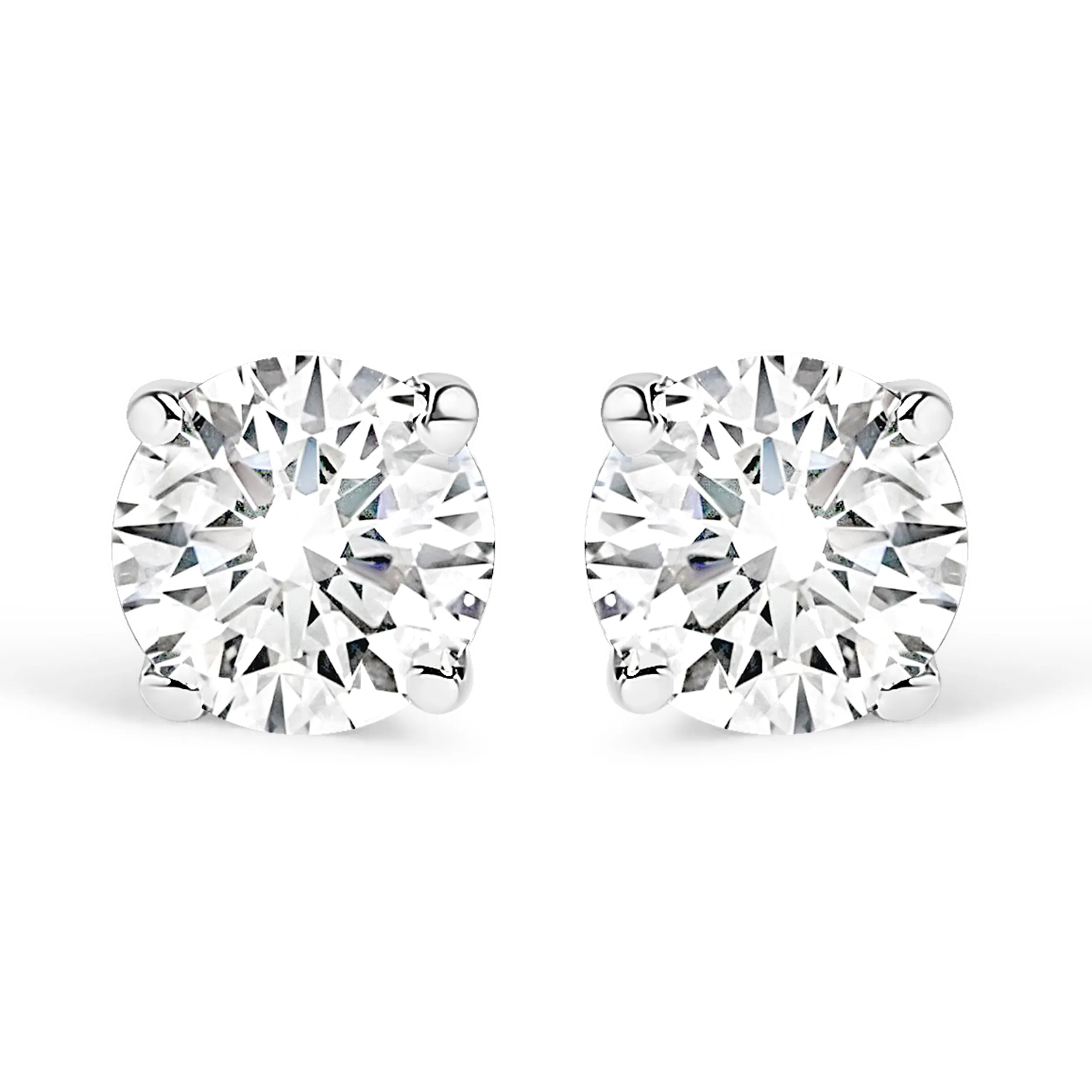 14K White Gold 0.21 Cttw Round Brilliant-Cut Near Colorless Diamond Classic 4-Prong Stud Earrings