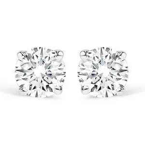 14K White Gold 0.21 Cttw Round Brilliant-Cut Near Colorless Diamond Classic 4-Prong Stud Earrings