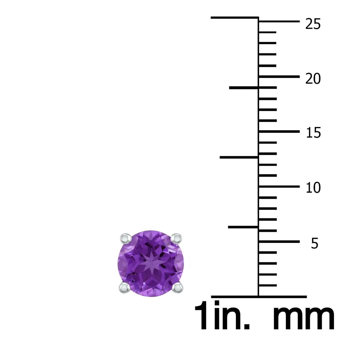 14K White Gold 6Mm Round Amethyst Earrings