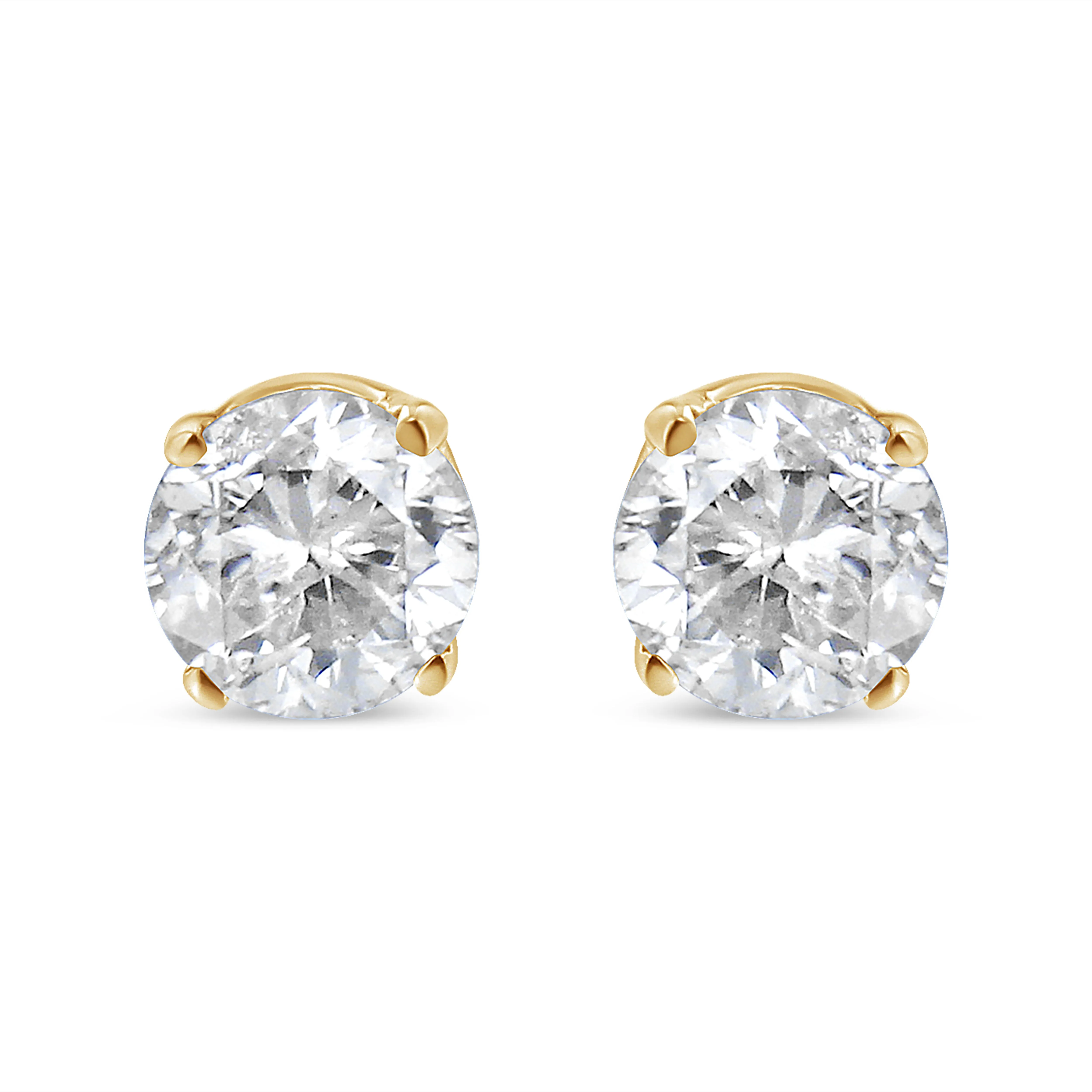 14K Yellow Gold 3/8 Cttw Round Brilliant-Cut Diamond Classic 4-Prong Stud Earrings