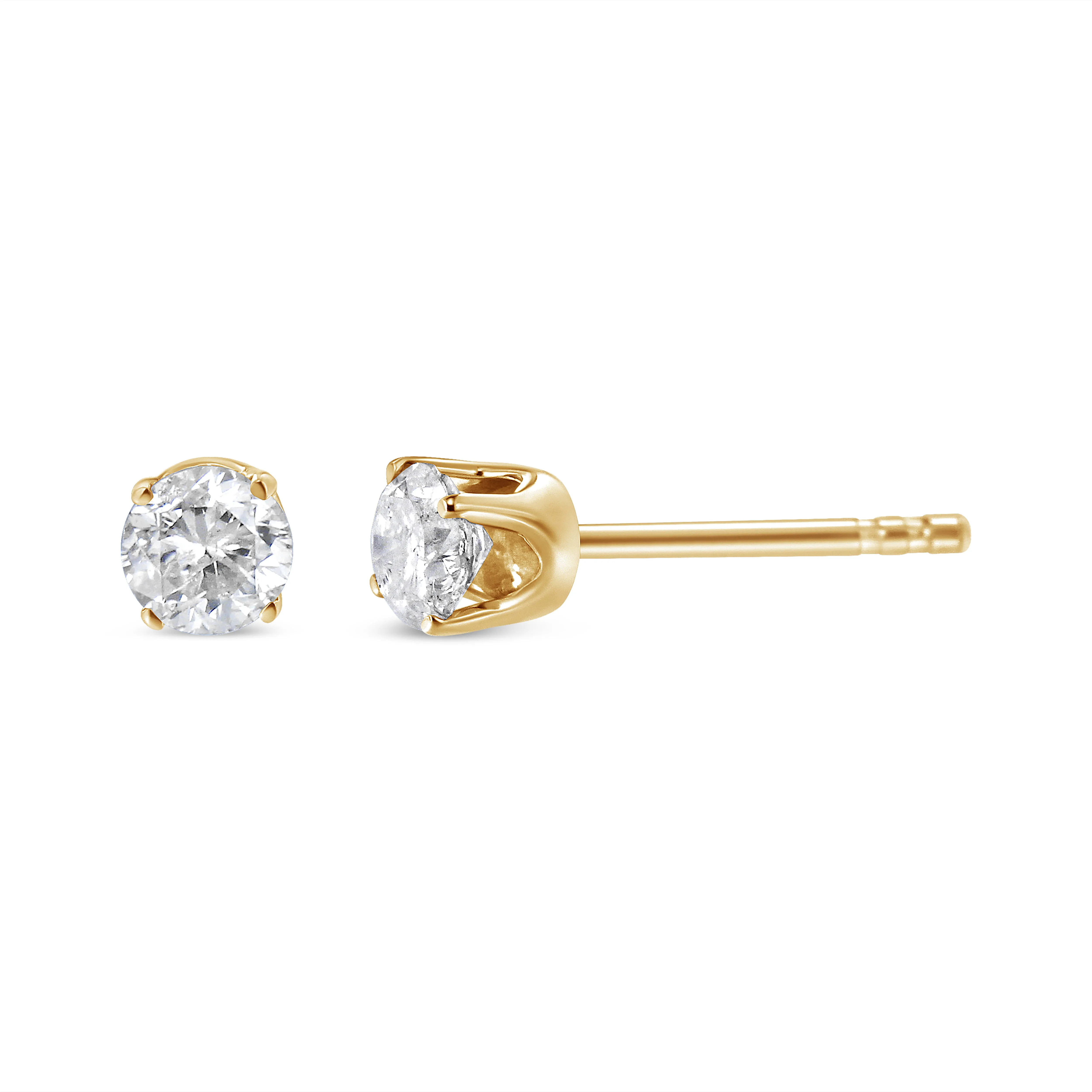 14K Yellow Gold 3/8 Cttw Round Brilliant-Cut Diamond Classic 4-Prong Stud Earrings