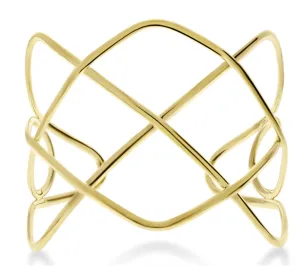 14K Yellow Gold Argyle Lines Cuff Bracelet