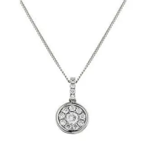 18ct White Gold Round Diamond Pendant, 0.27ct Classic Allure, Polished 14mm, 18" Chain, Gift Box Included