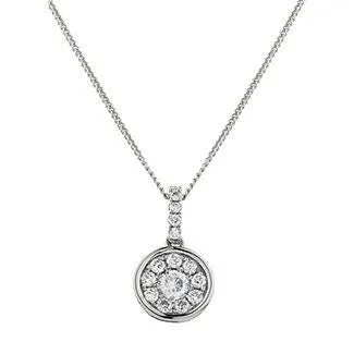 18ct White Gold Round Diamond Pendant, 0.27ct Classic Allure, Polished 14mm, 18" Chain, Gift Box Included