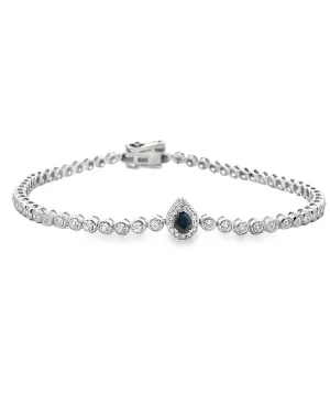 18K White Gold Sapphire and Diamond Tennis Bracelet