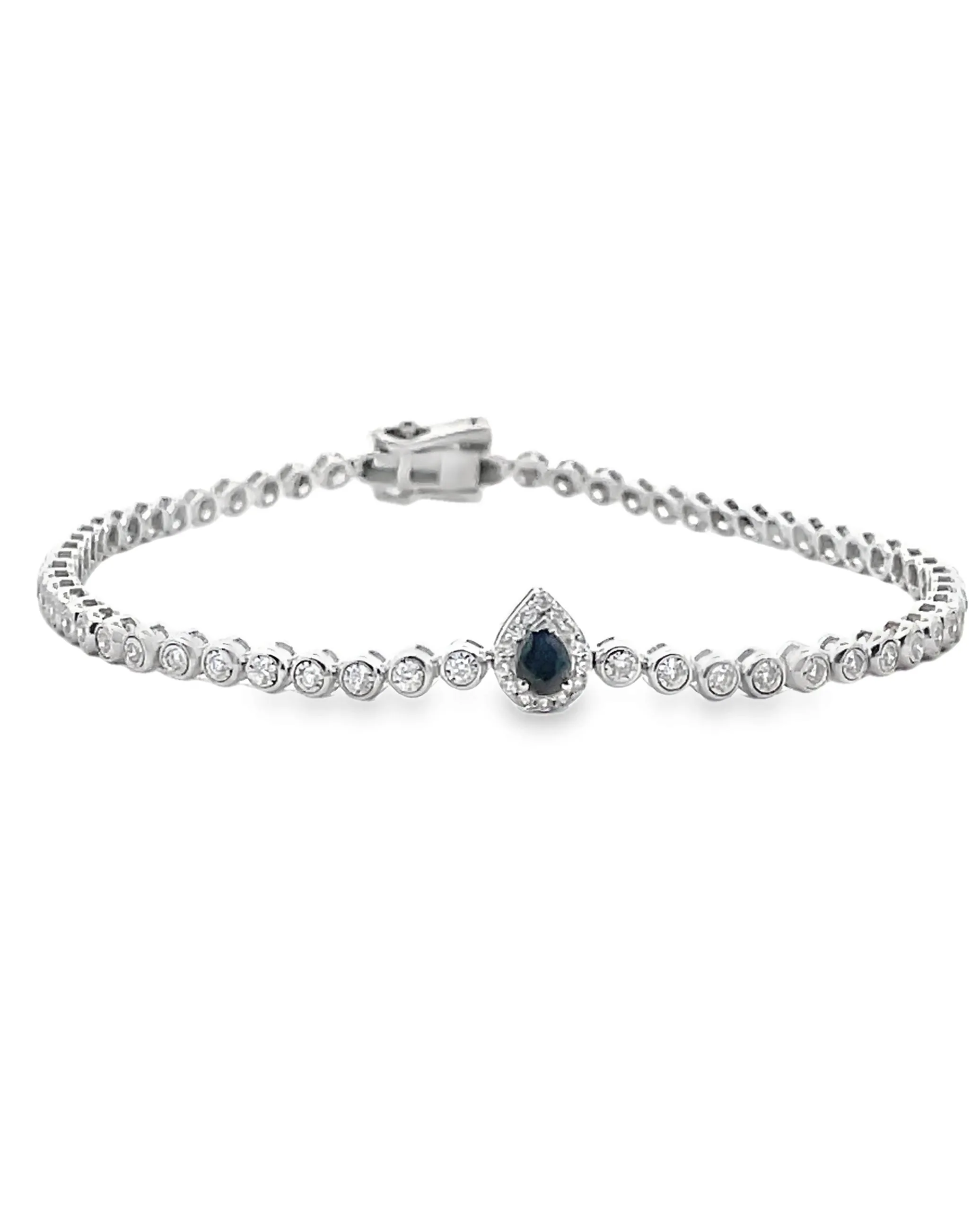 18K White Gold Sapphire and Diamond Tennis Bracelet