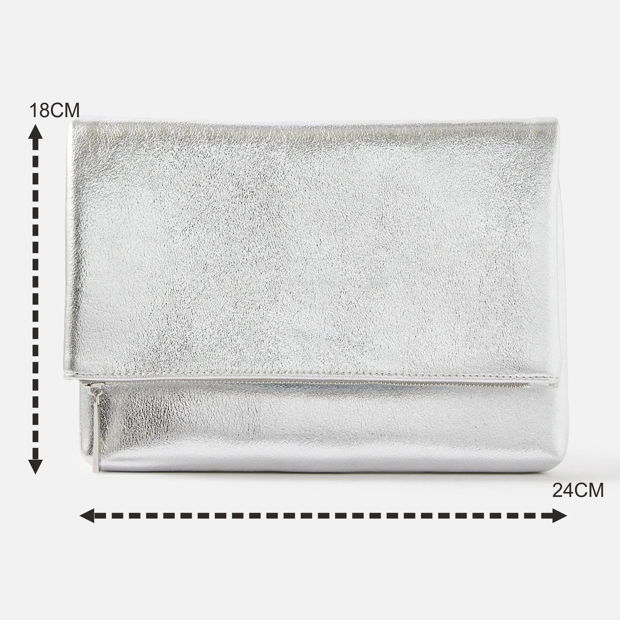 Accessorize London Women's Foldover Clutch Bag Silver