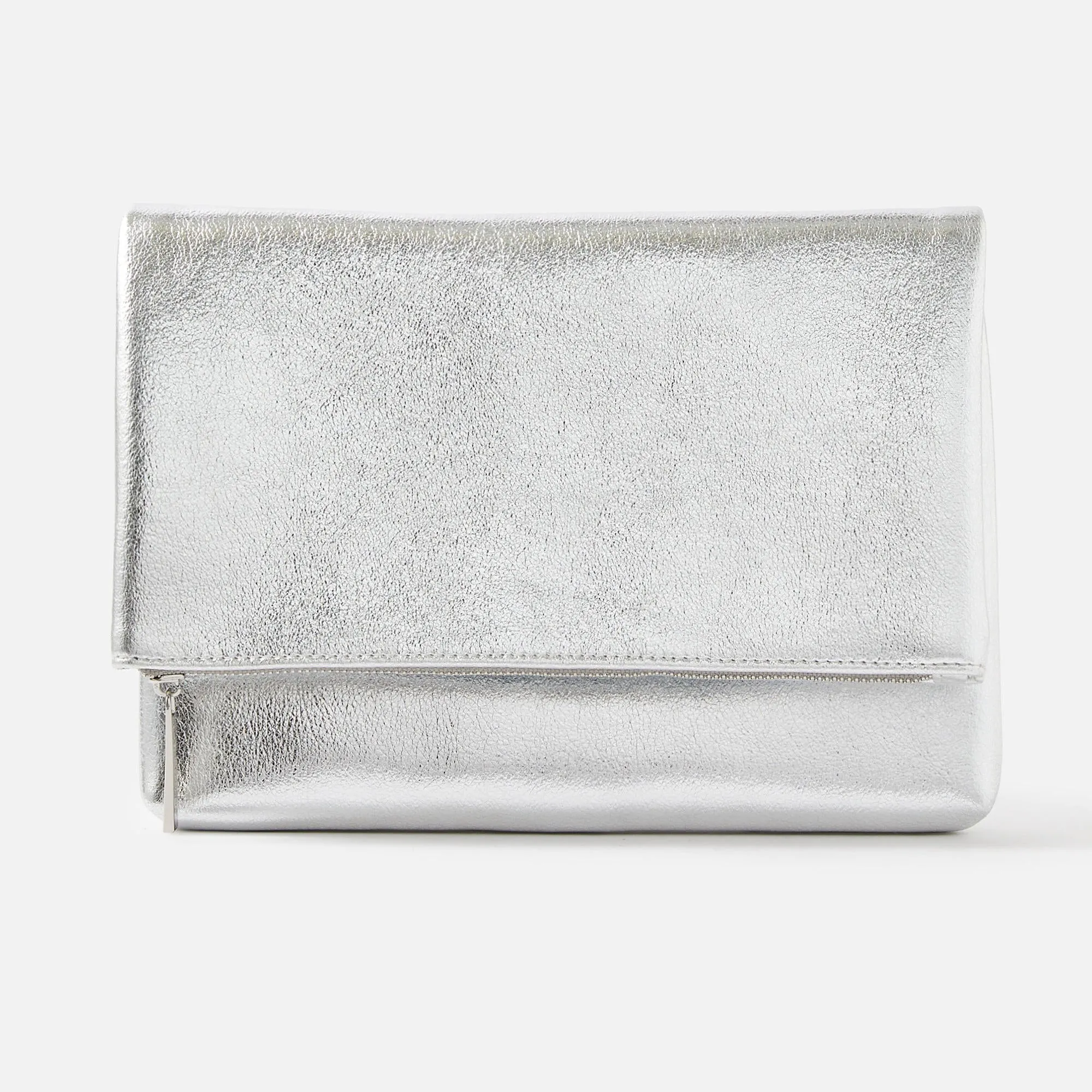 Accessorize London Women's Foldover Clutch Bag Silver