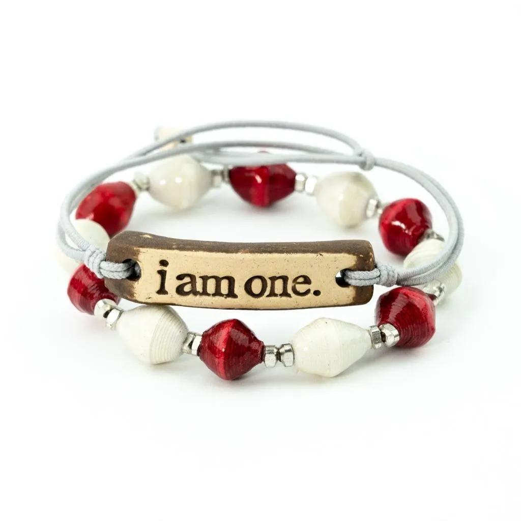 Bracelet - "i am one" MudLove Solid Gray