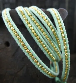 Chan Luu Mint and Gold Vermeil Bead Wrap Bracelet