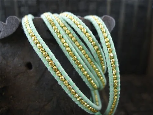Chan Luu Mint and Gold Vermeil Bead Wrap Bracelet