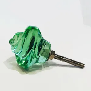 Chic Shabby Mint Green Glass Swirled Cabinet Knobs 1.50 Inch