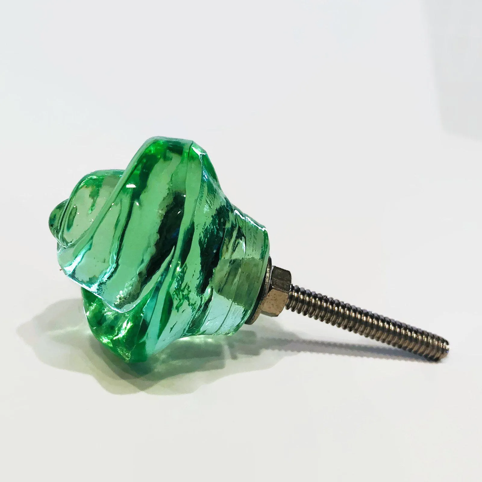 Chic Shabby Mint Green Glass Swirled Cabinet Knobs 1.50 Inch