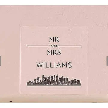 City Style Personalized Clear Acrylic Block Cake Topper