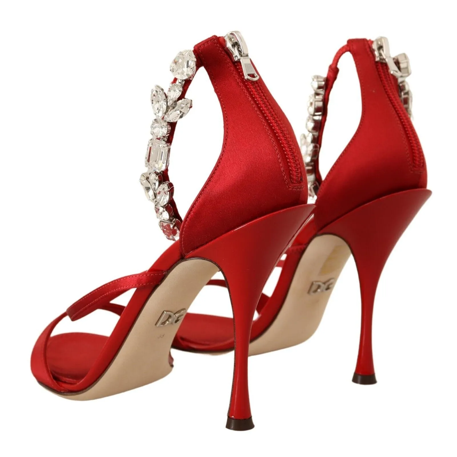 Dolce & Gabbana Red Crystal-Embellished Heel Sandals
