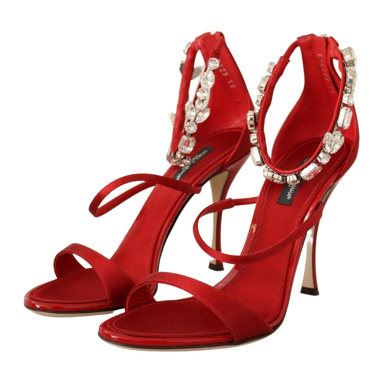 Dolce & Gabbana Red Crystal-Embellished Heel Sandals