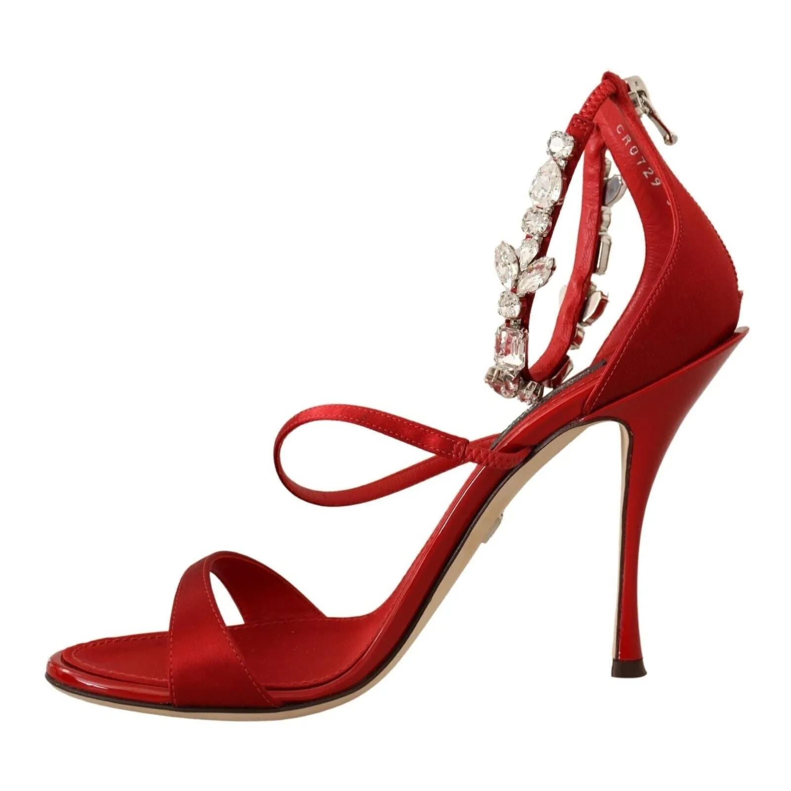 Dolce & Gabbana Red Crystal-Embellished Heel Sandals
