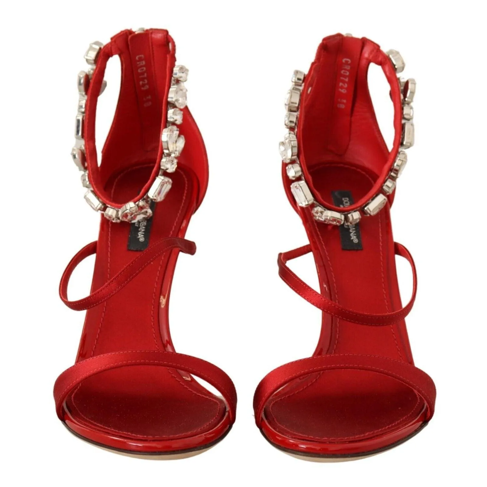 Dolce & Gabbana Red Crystal-Embellished Heel Sandals