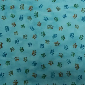 Dusty Blue Whiskers and Tails Printed Cotton