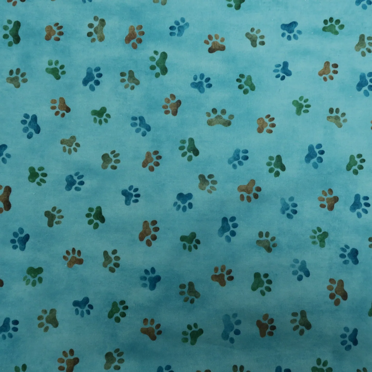 Dusty Blue Whiskers and Tails Printed Cotton