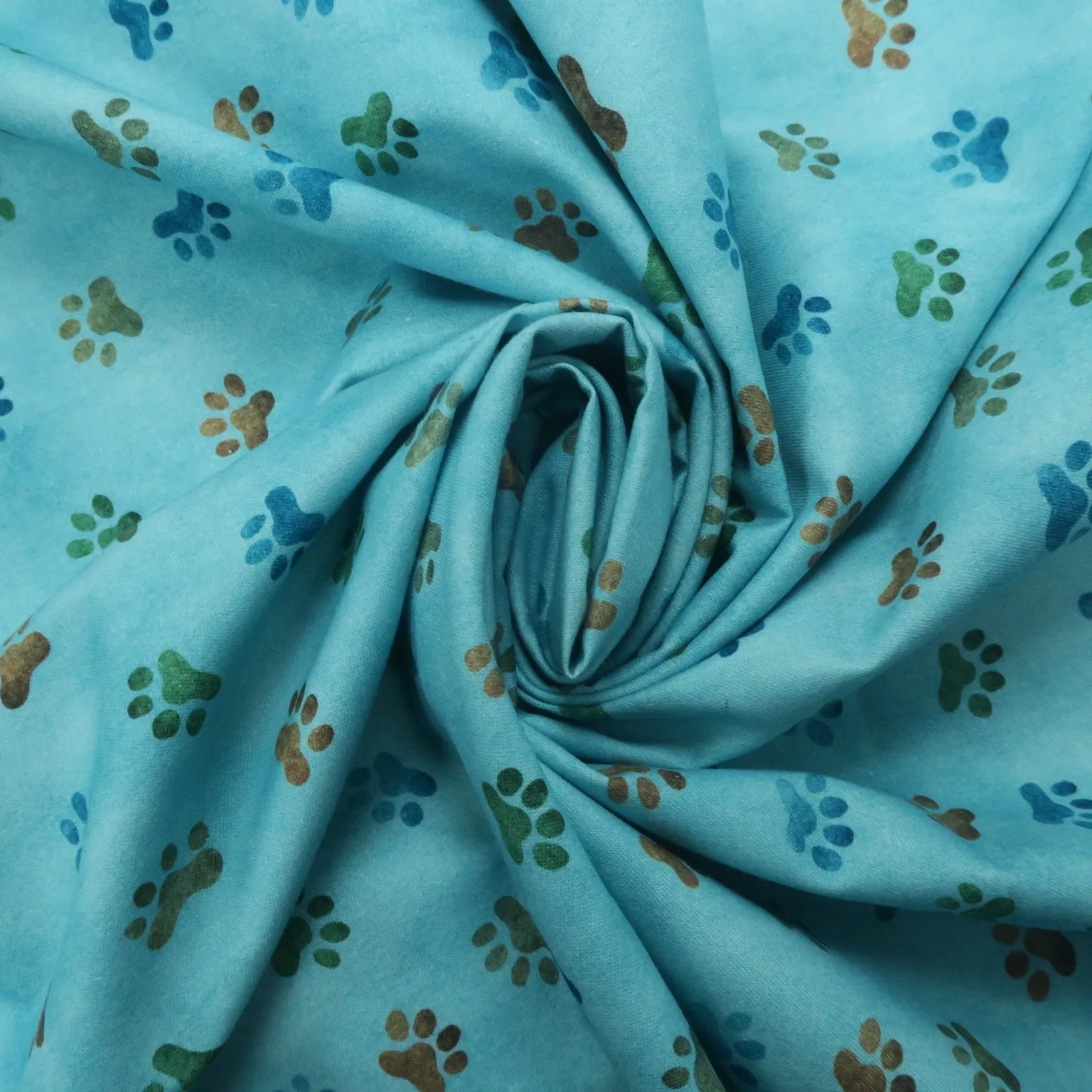 Dusty Blue Whiskers and Tails Printed Cotton
