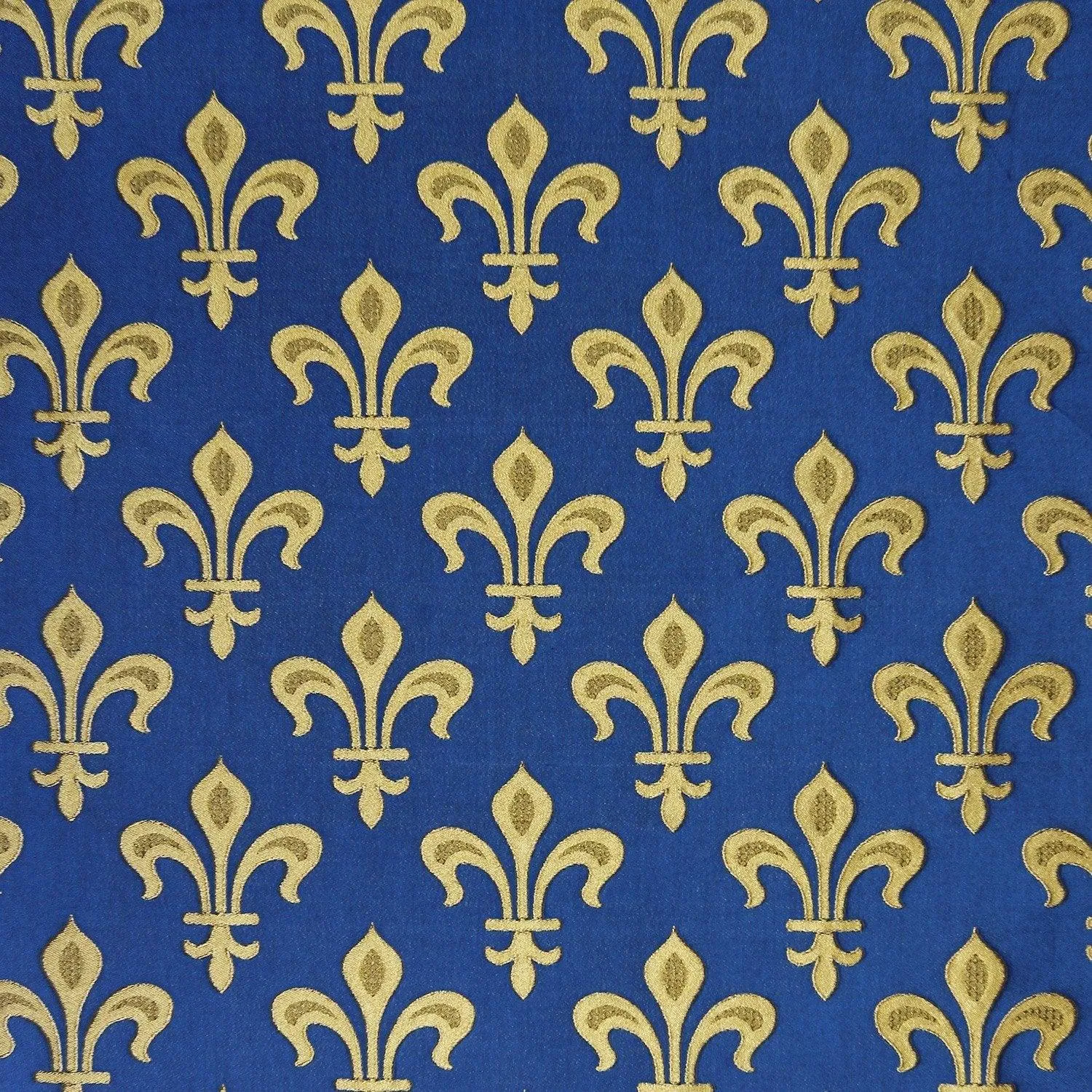 Fleur de Lys Brocade - Blue & Gold