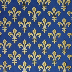 Fleur de Lys Brocade - Blue & Gold