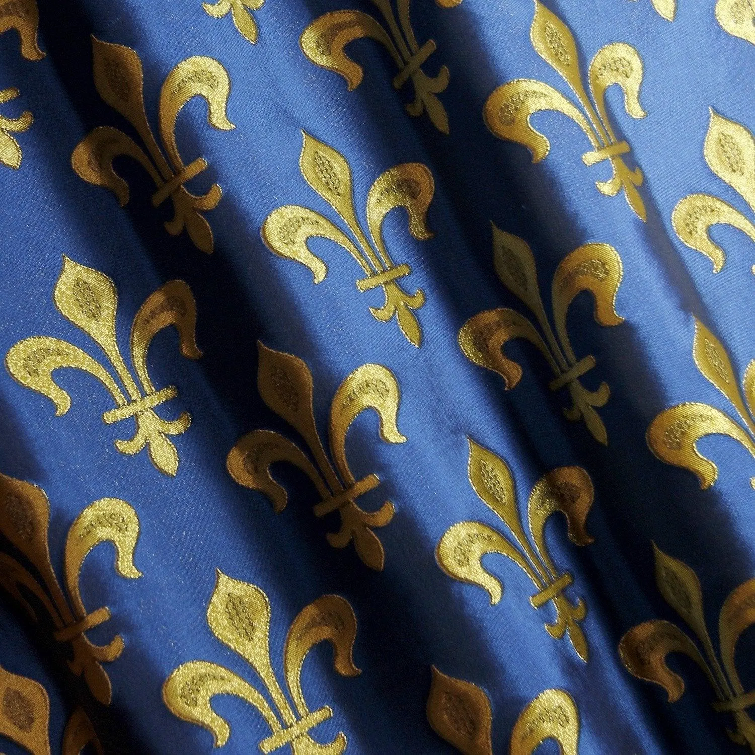 Fleur de Lys Brocade - Blue & Gold