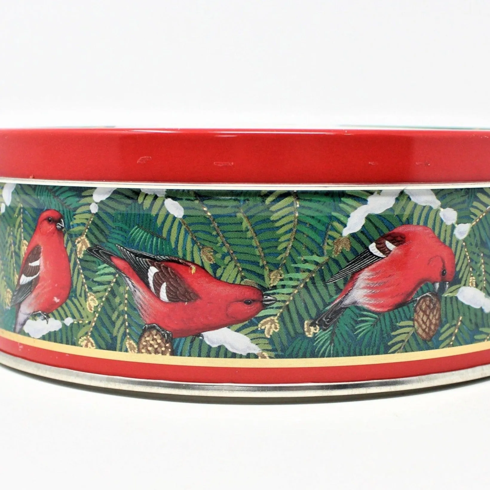 Gift Tin / Cookie Tin, Christmas Scarlet Tanagers, Red Birds, Vintage