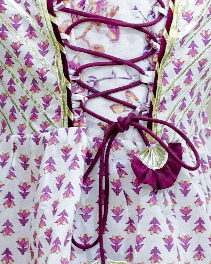 Girls Pure Cotton Jaipur Block Printed Festive Suit Sets - Purple