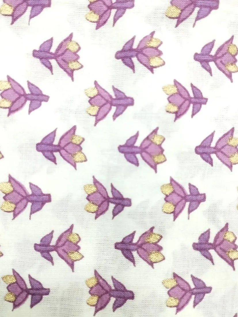 Girls Pure Cotton Jaipur Block Printed Festive Suit Sets - Purple