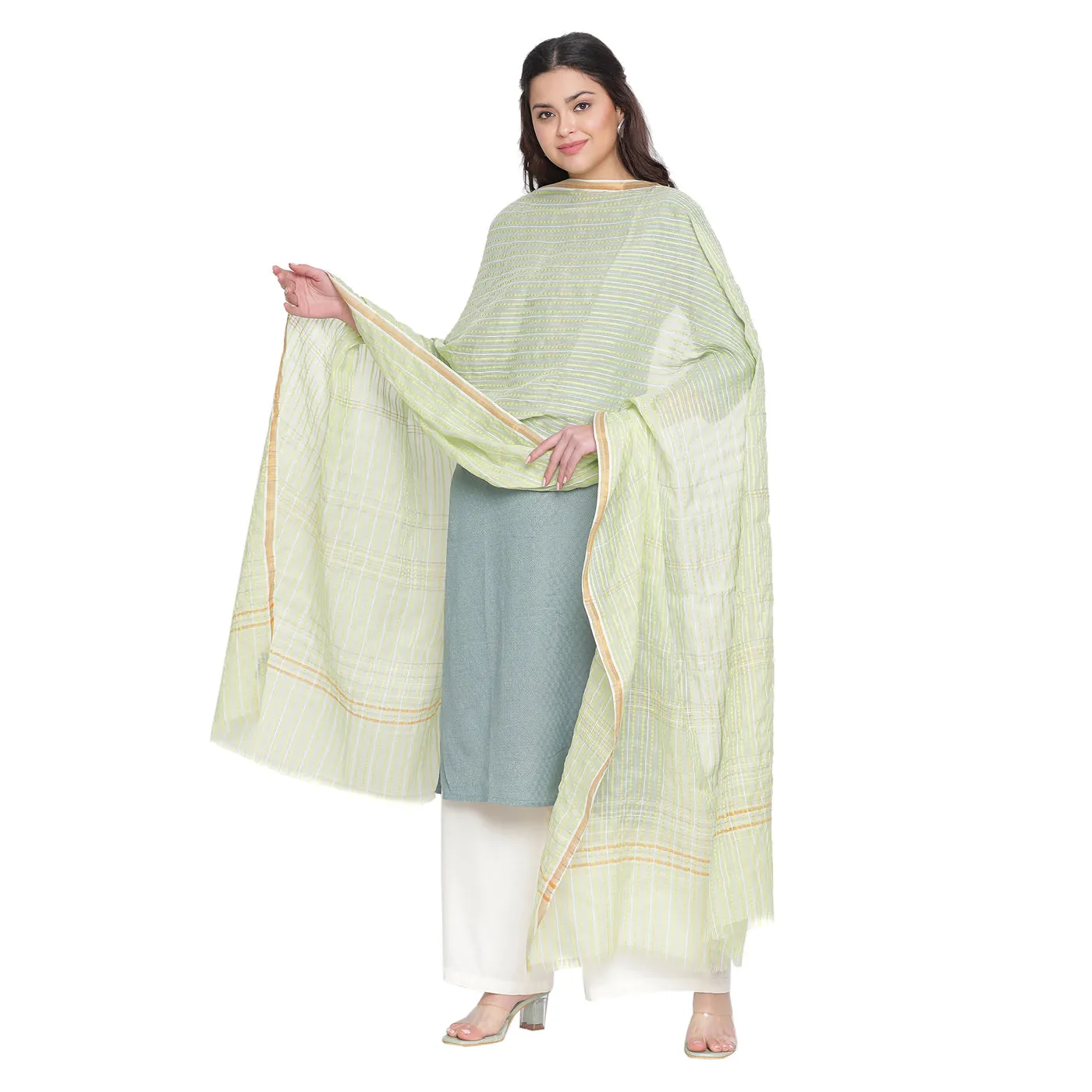 Light Grey Dobby Woven Silk Tencel Dupatta
