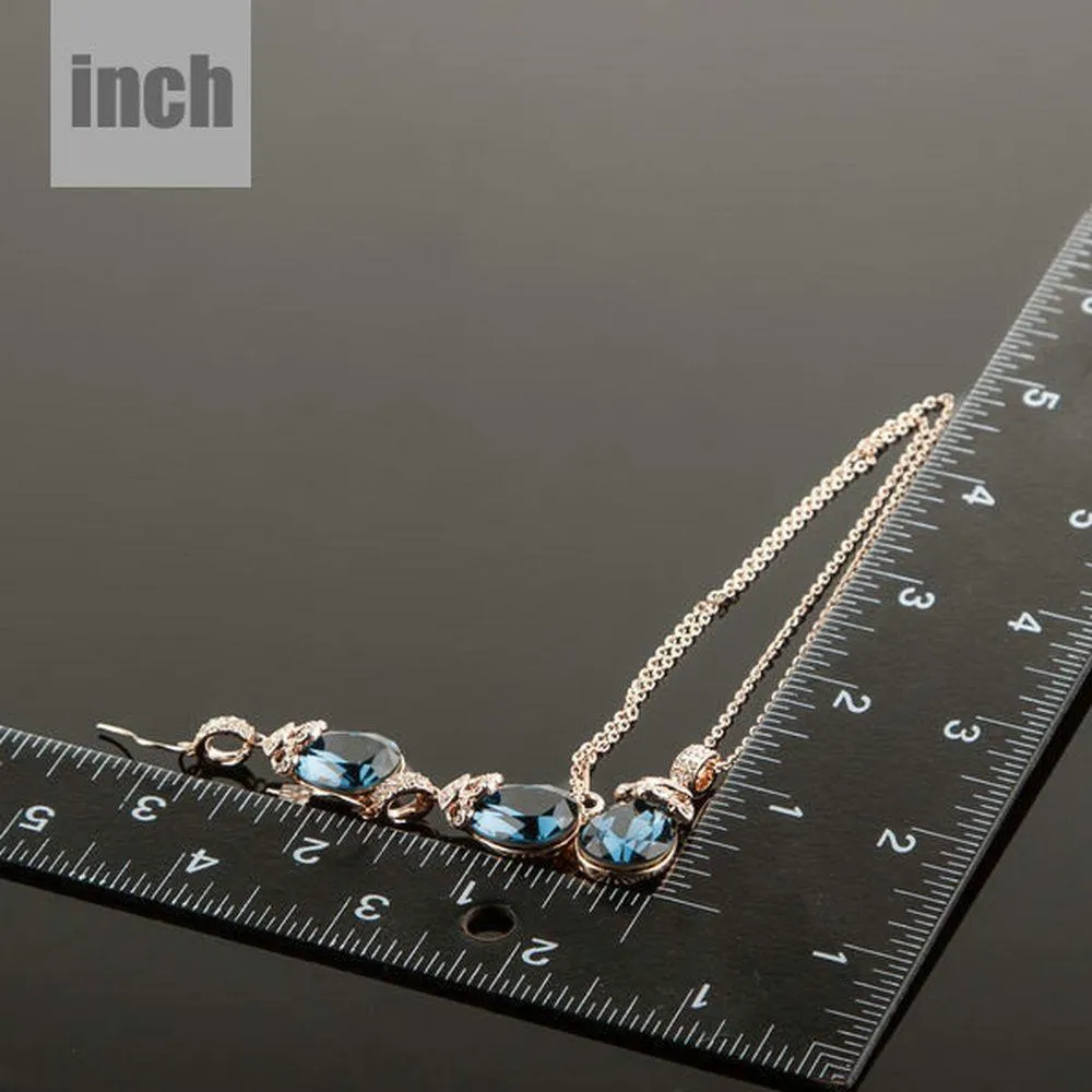 Limited Edition Blue Water Earrings and Necklace Set