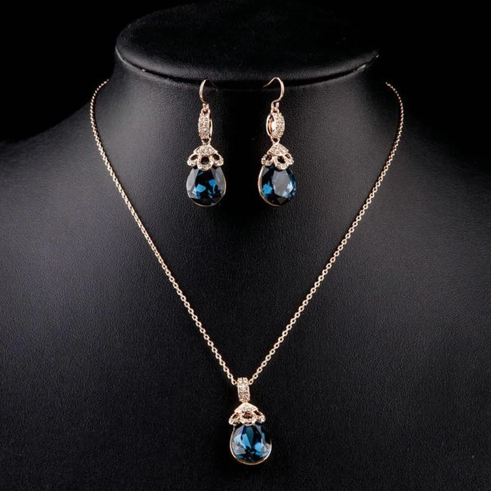 Limited Edition Blue Water Earrings and Necklace Set