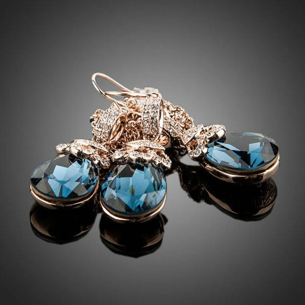 Limited Edition Blue Water Earrings and Necklace Set
