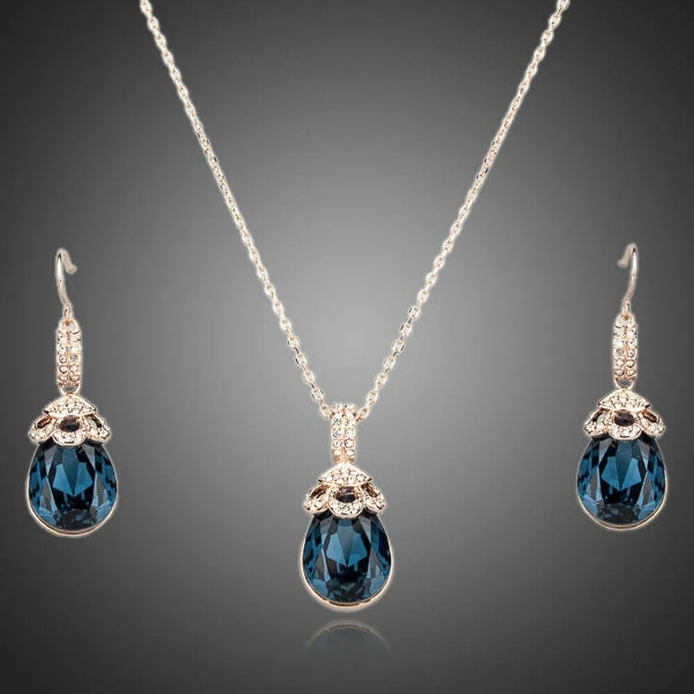 Limited Edition Blue Water Earrings and Necklace Set