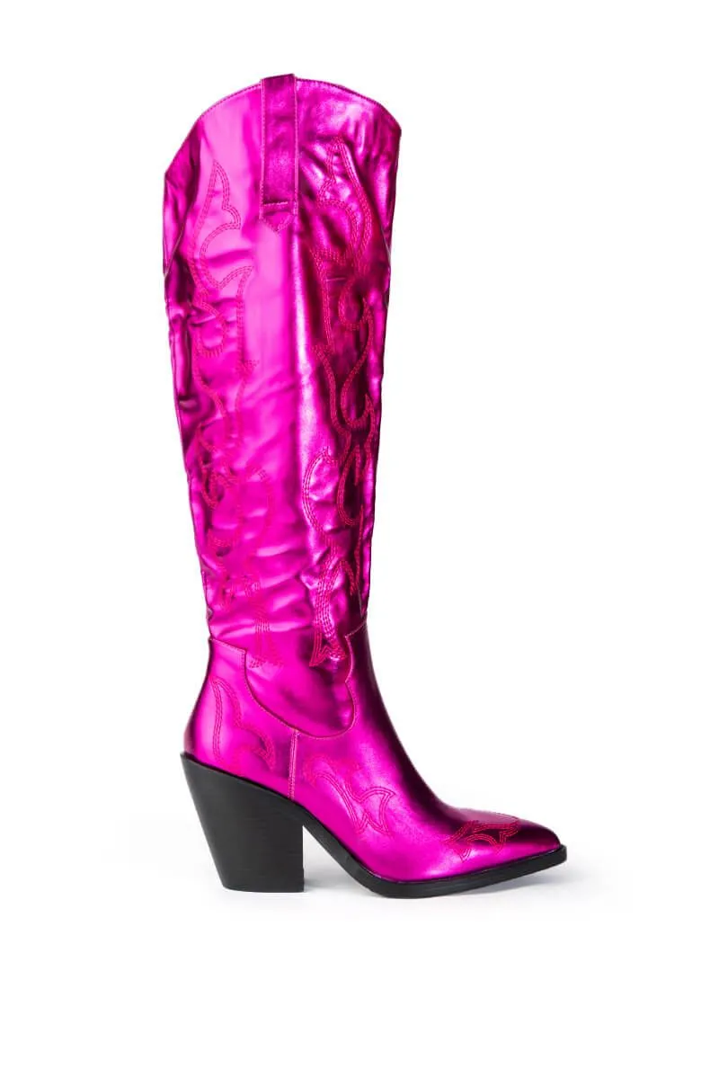 MIMI-PINK METALLIC WESTERN BOOT
