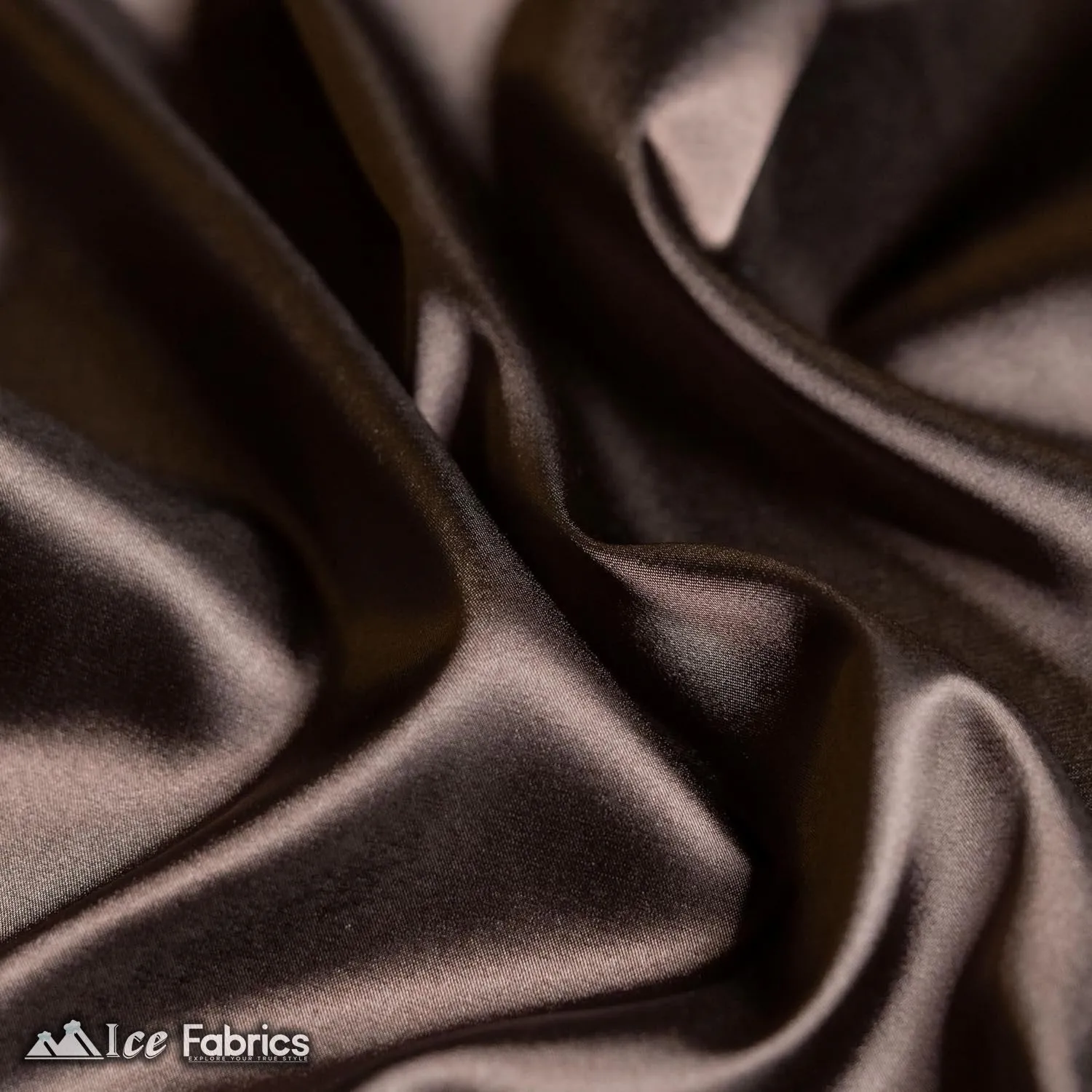 New Shiny Brown Charmeuse Stretch Satin Fabric