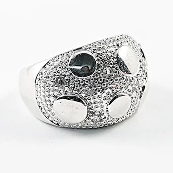 Nice Shiny Metallic Bead Texture Circle Disc Design Brass Ring