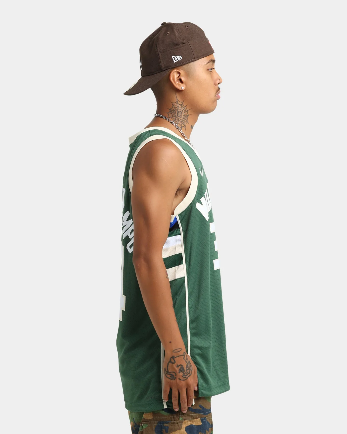 Nike Milwaukee Bucks Giannis Antetokounmpo #34 Icon Swingman Jersey Fir/Flat Opal
