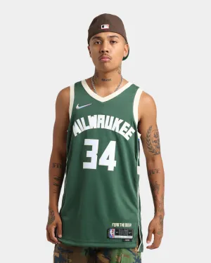 Nike Milwaukee Bucks Giannis Antetokounmpo #34 Icon Swingman Jersey Fir/Flat Opal