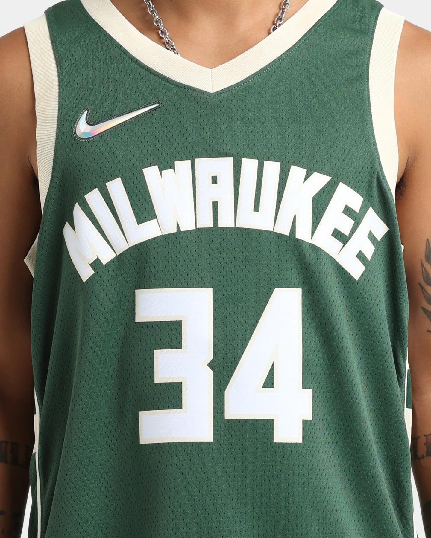 Nike Milwaukee Bucks Giannis Antetokounmpo #34 Icon Swingman Jersey Fir/Flat Opal
