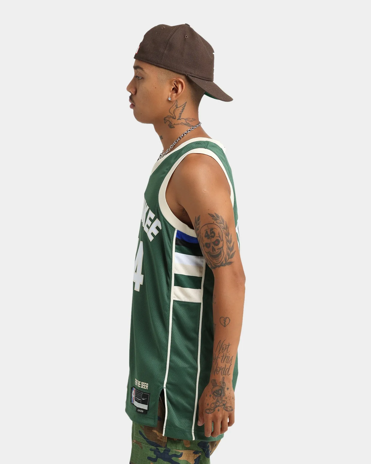 Nike Milwaukee Bucks Giannis Antetokounmpo #34 Icon Swingman Jersey Fir/Flat Opal