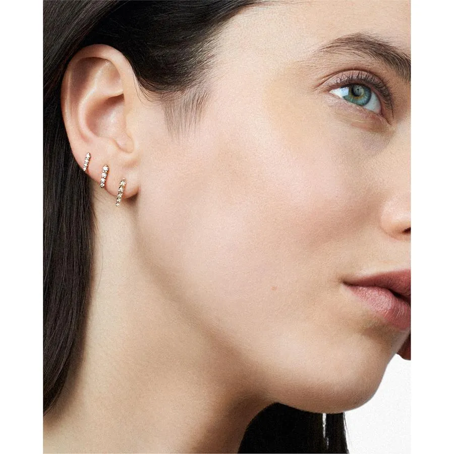 Pavé Pointe Stud Earring (Medium) - 14k Gold, Pearl & Champagne Diamonds