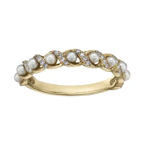 Pearl and Diamond Half-Eternity Band