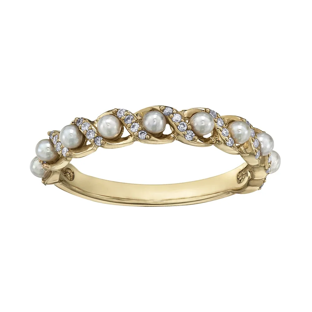 Pearl and Diamond Half-Eternity Band