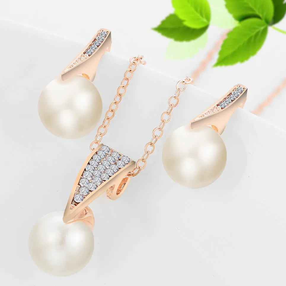 Pearl Necklace Earring Wedding Set