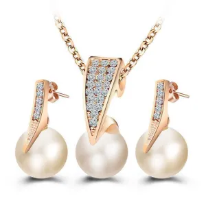 Pearl Necklace Earring Wedding Set