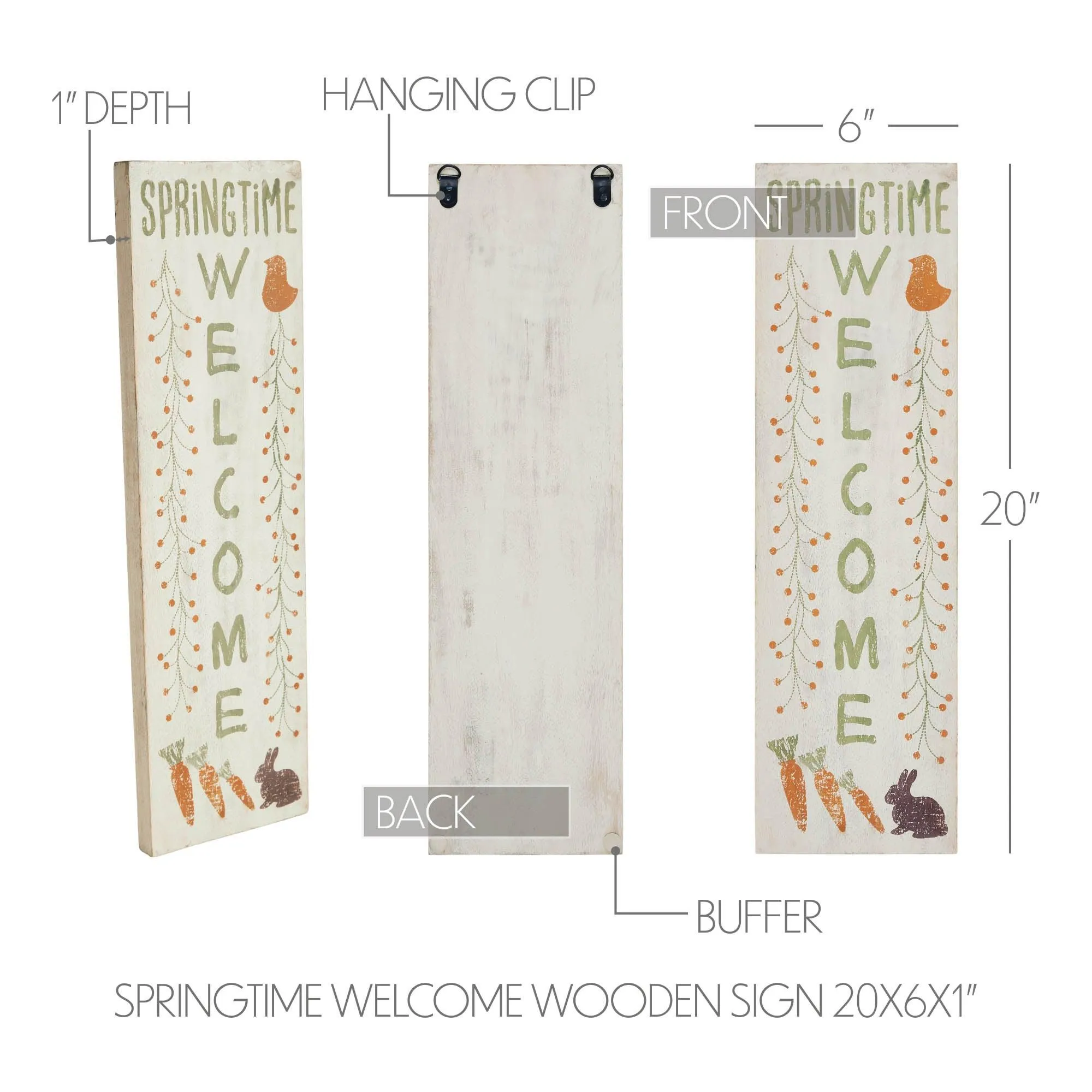 Springtime Welcome Wooden Sign 20x6